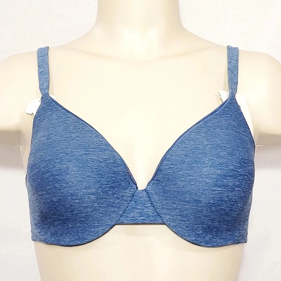 34C‎ Hanes HU02 HP02 Ultimate T-Shirt Soft Underwire Bra Deep Teal Heather NWT - Picture 1 of 9